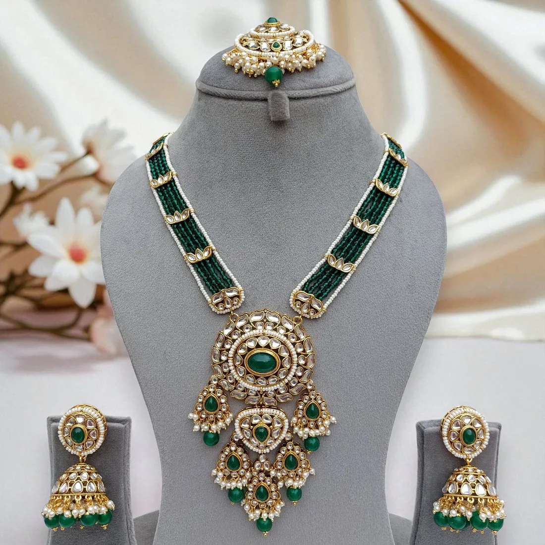 Rani Long Jewellery Set - Green