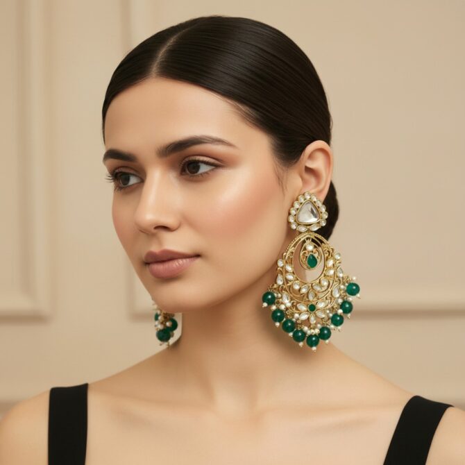 Falak Earrings for Green Saree-09