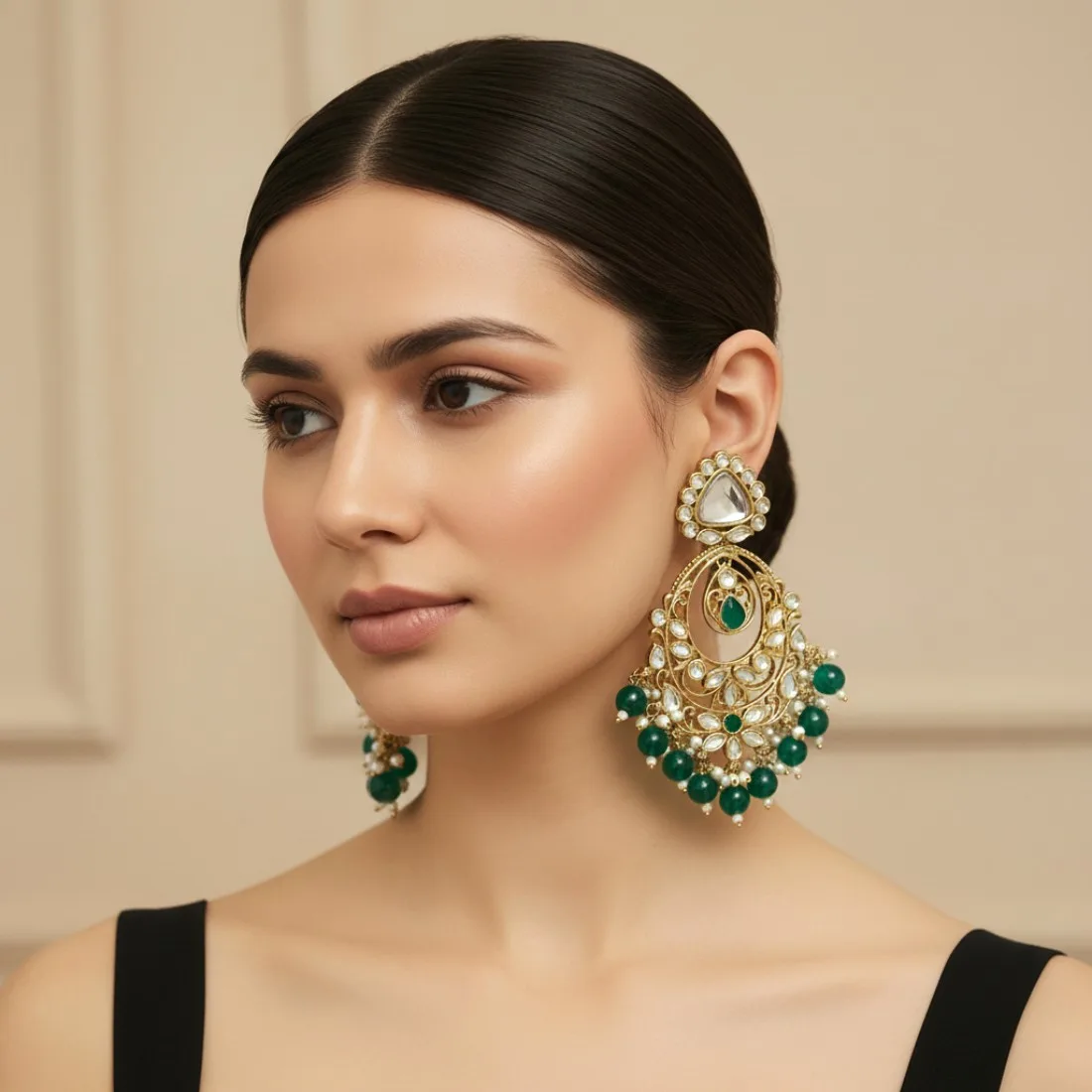 Falak Earrings for Green Saree
