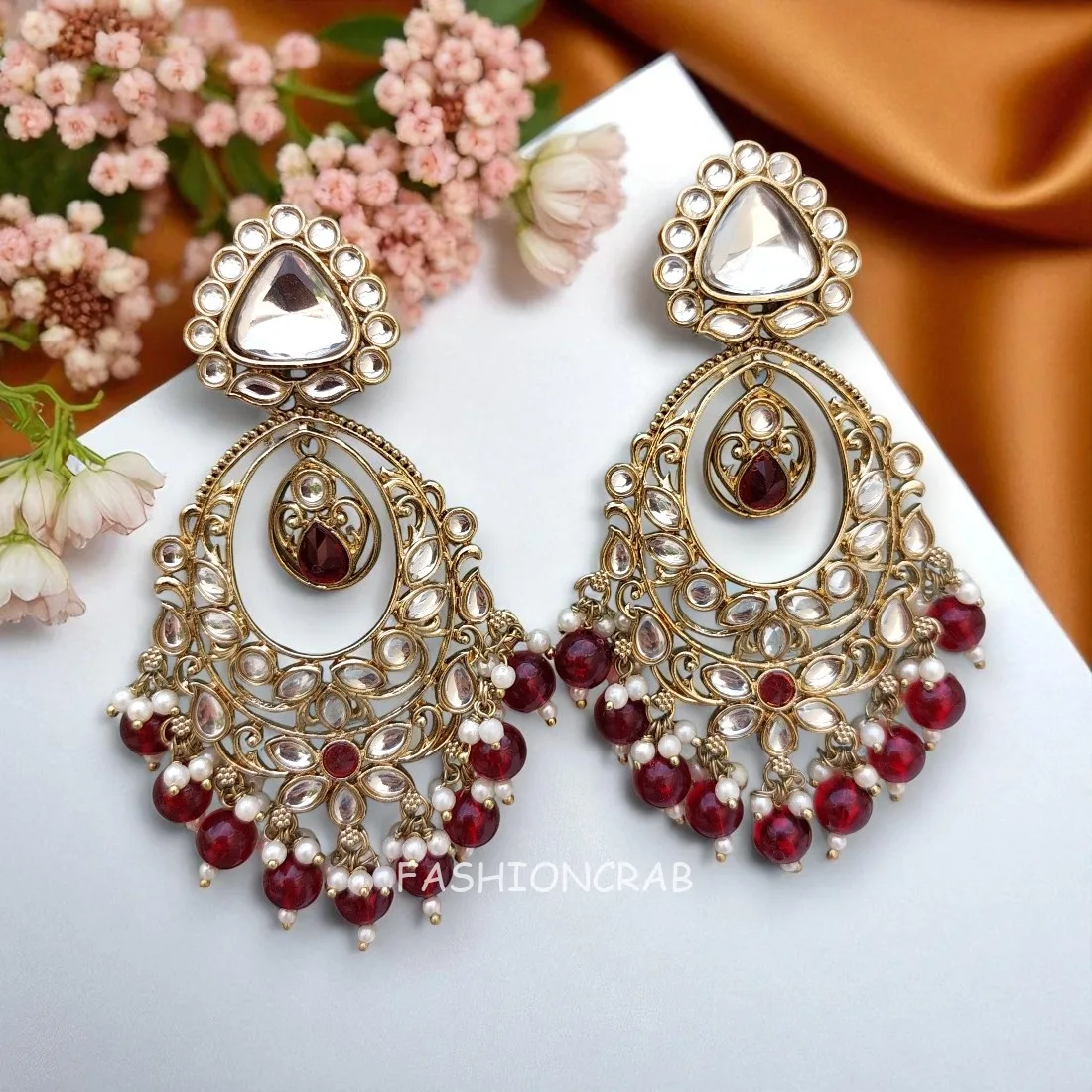 Falak Earrings for Maroon Saree