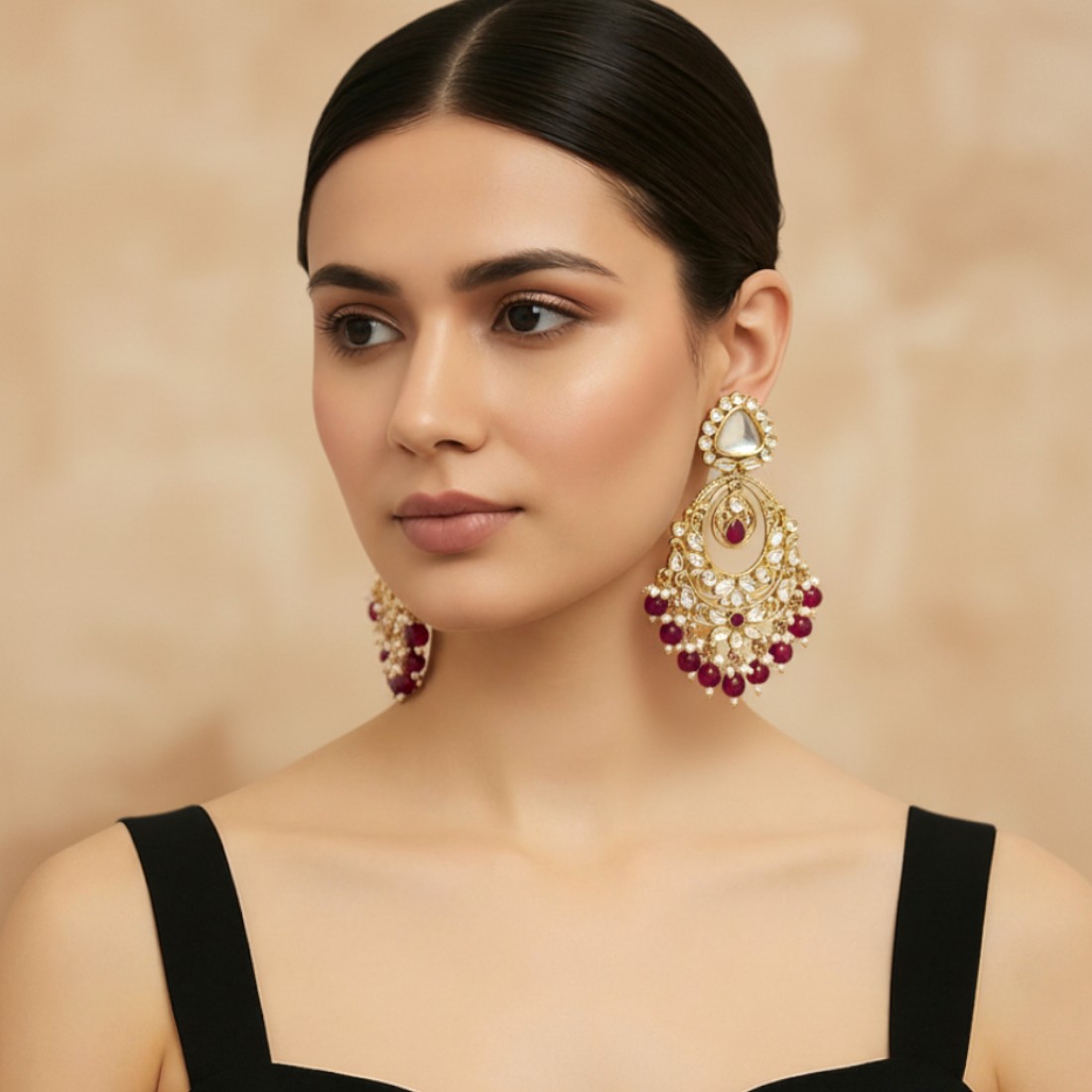 Falak Earrings for Maroon Saree