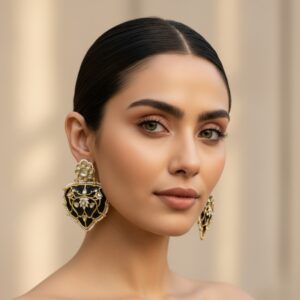 Jiyana Blue Big Kundan Earrings