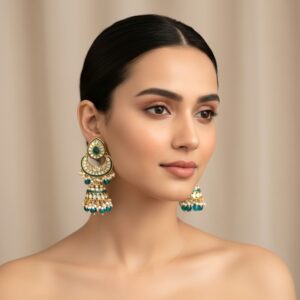 Meera Peacock Blue Kundan Jhumka