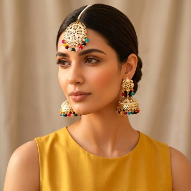 Noor Jadau Earrings Multicolor-06 Noor Jadau Earrings Multicolor