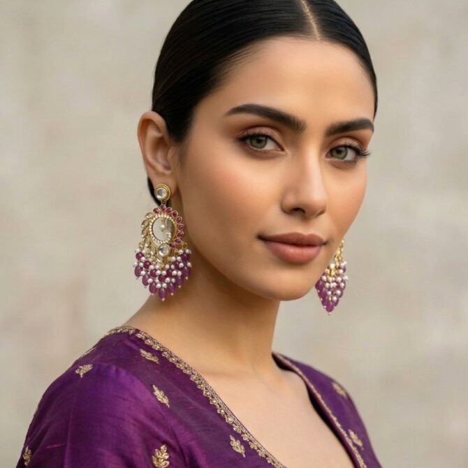 Aavya Chandbali Earrings Purple-08 Aavya Chandbali Earrings Purple
