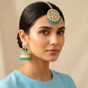 Noor Jadau Earrings Blue
