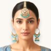 Peacock Blue Jhumka with Hoop Earrings