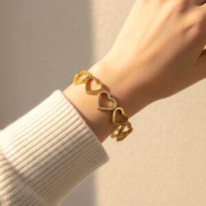 Love Lock Heartlet Anti Tarnish Bracelet - Golden