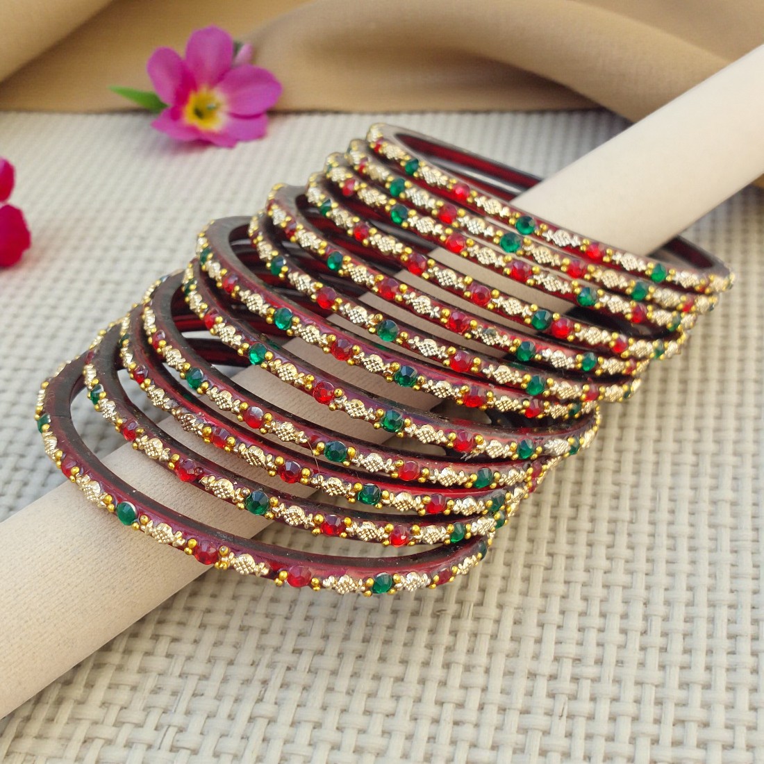 Maroon Glass Bangles