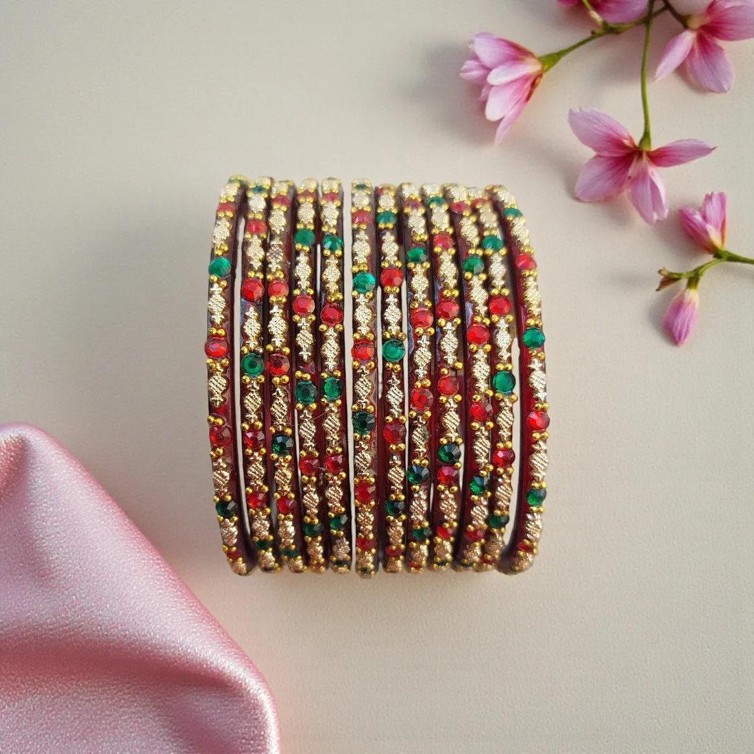 Maroon Glass Bangles