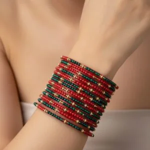 Red & Green Glass Bangles for Women