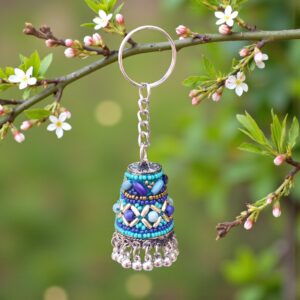 Blue Beads Jhumka Keychain