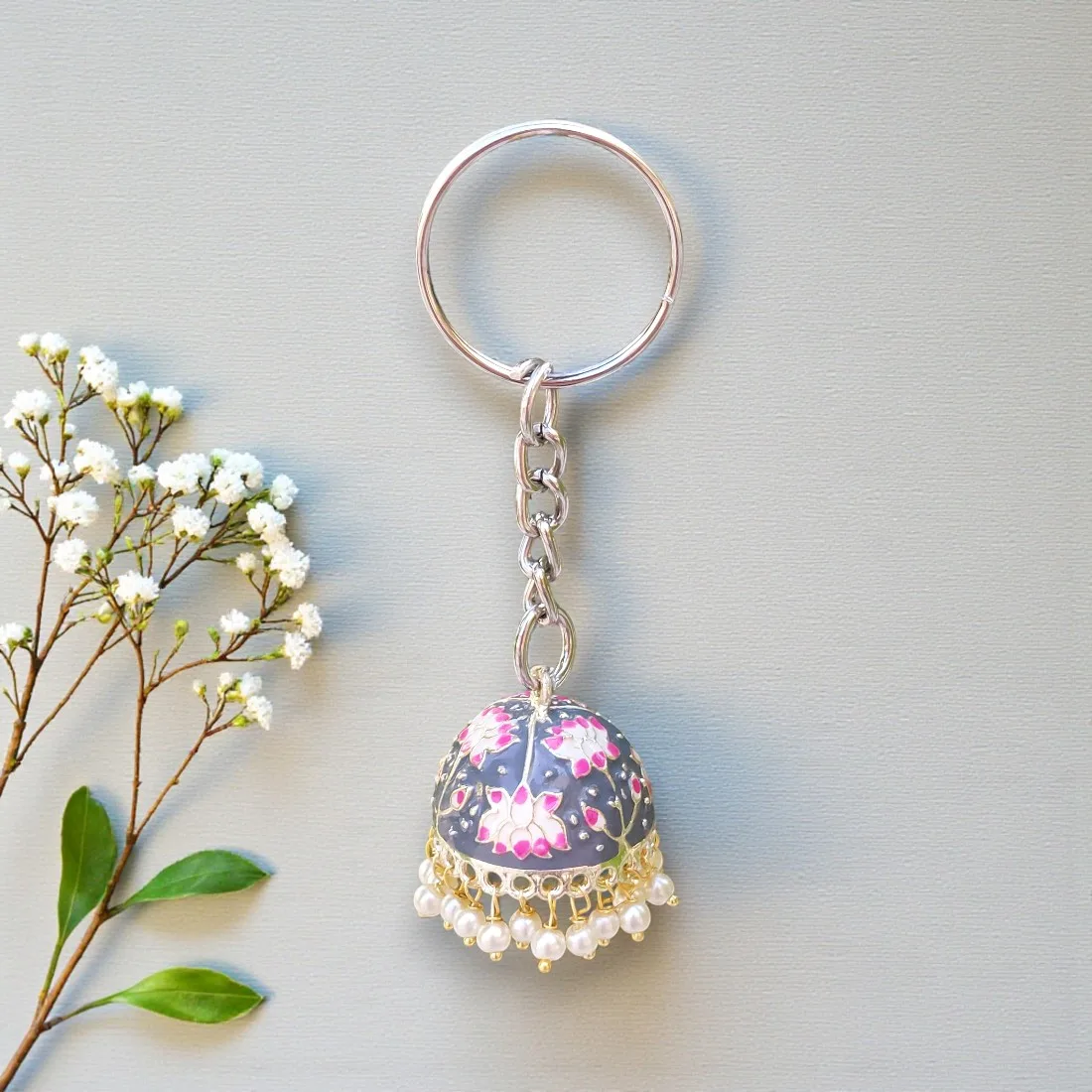 Grey Jhumka Keychain
