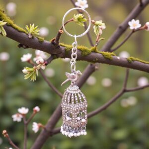 Oxidised Bird Jhumka Keychain