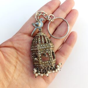 Oxidised Bird Jhumka Keychain