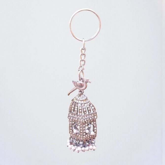 Oxidised Bird Jhumka Keychain