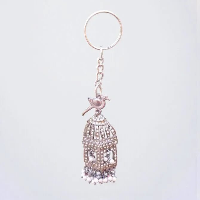 Oxidised Bird Jhumka Keychain
