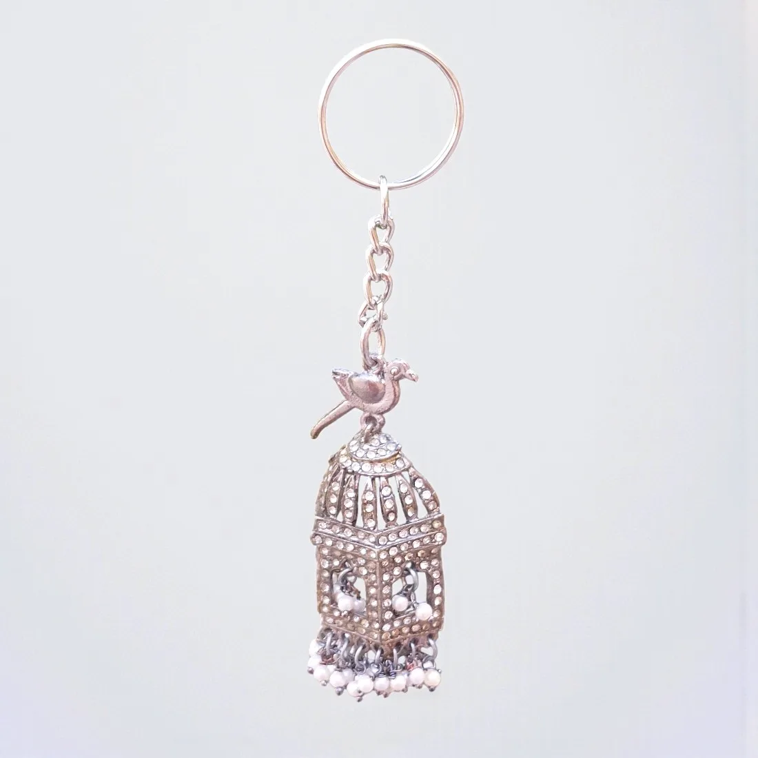 Oxidised Bird Jhumka Keychain