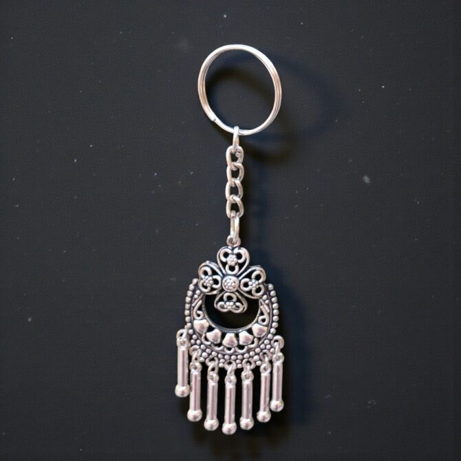 Oxidised Silver Earring Keychain-01 Oxidised Silver Earring Keychain