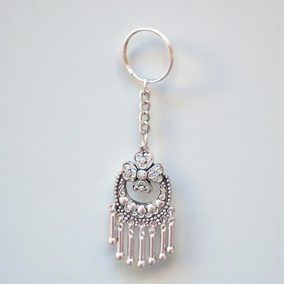 Oxidised Silver Earring Keychain