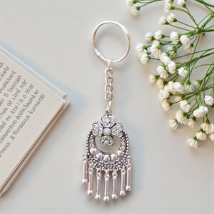 Oxidised Silver Earring Keychain