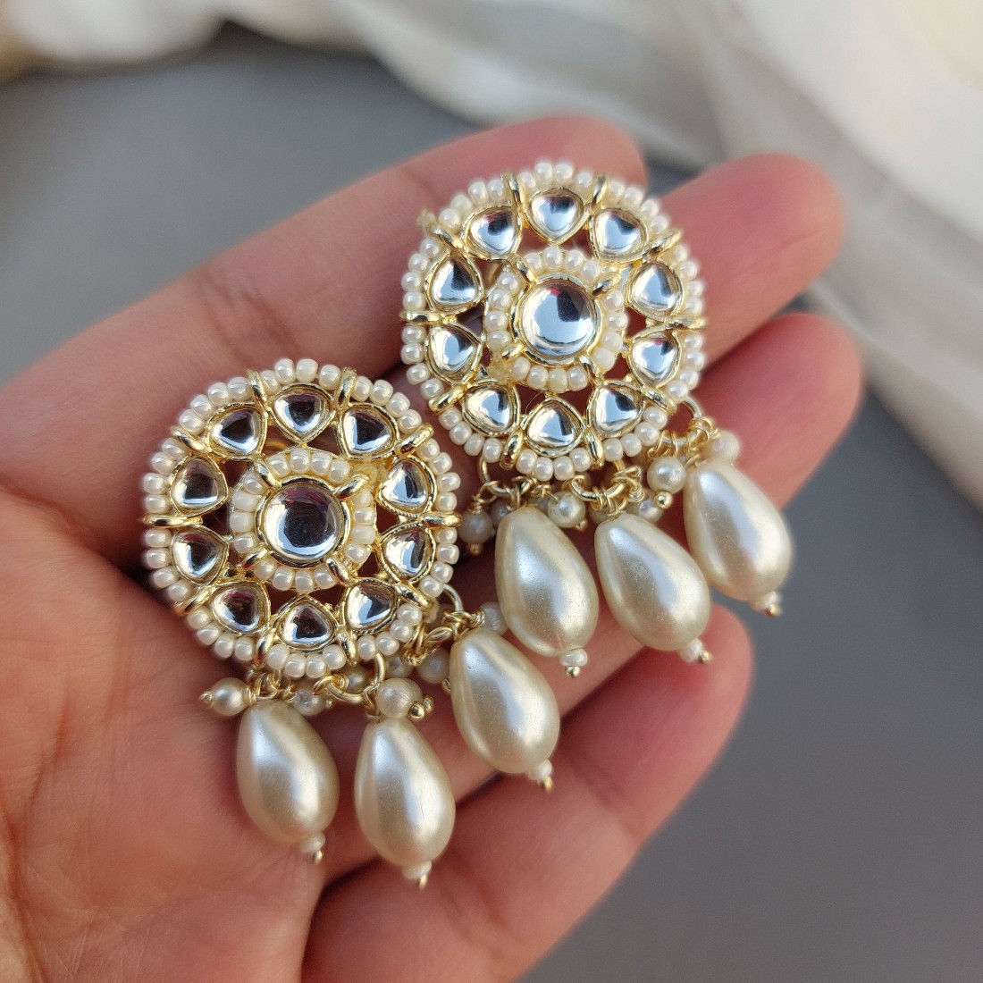 Traditional White Maangtikka and Earrings Set