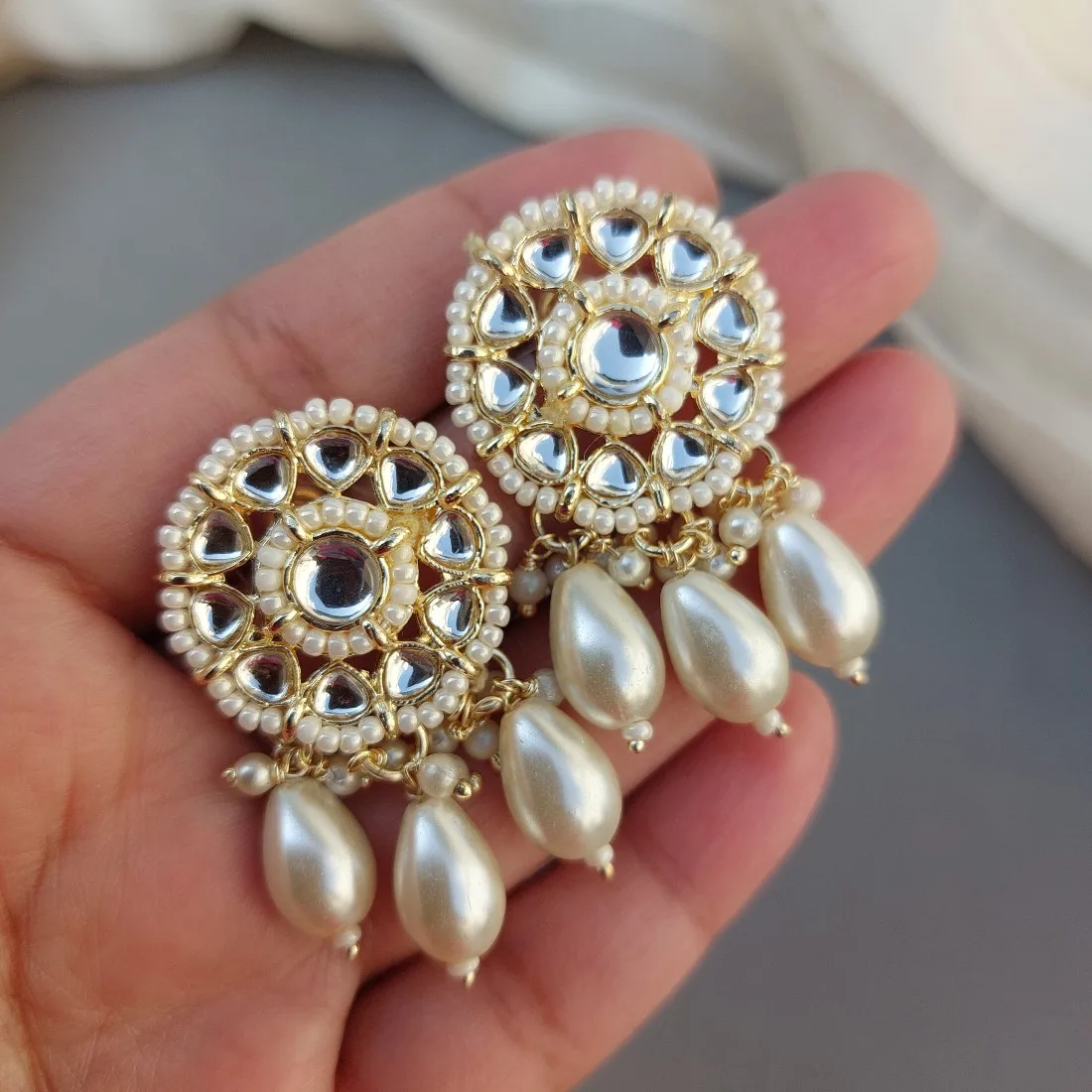 Traditional White Maangtikka and Earrings Set