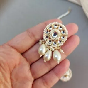 Traditional White Maangtikka and Earrings Set