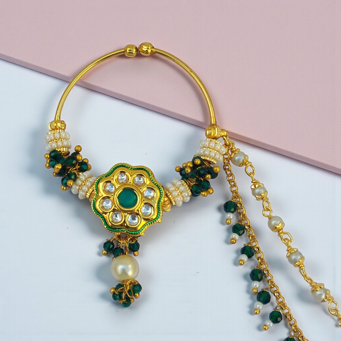 Green Bridal Nose Ring