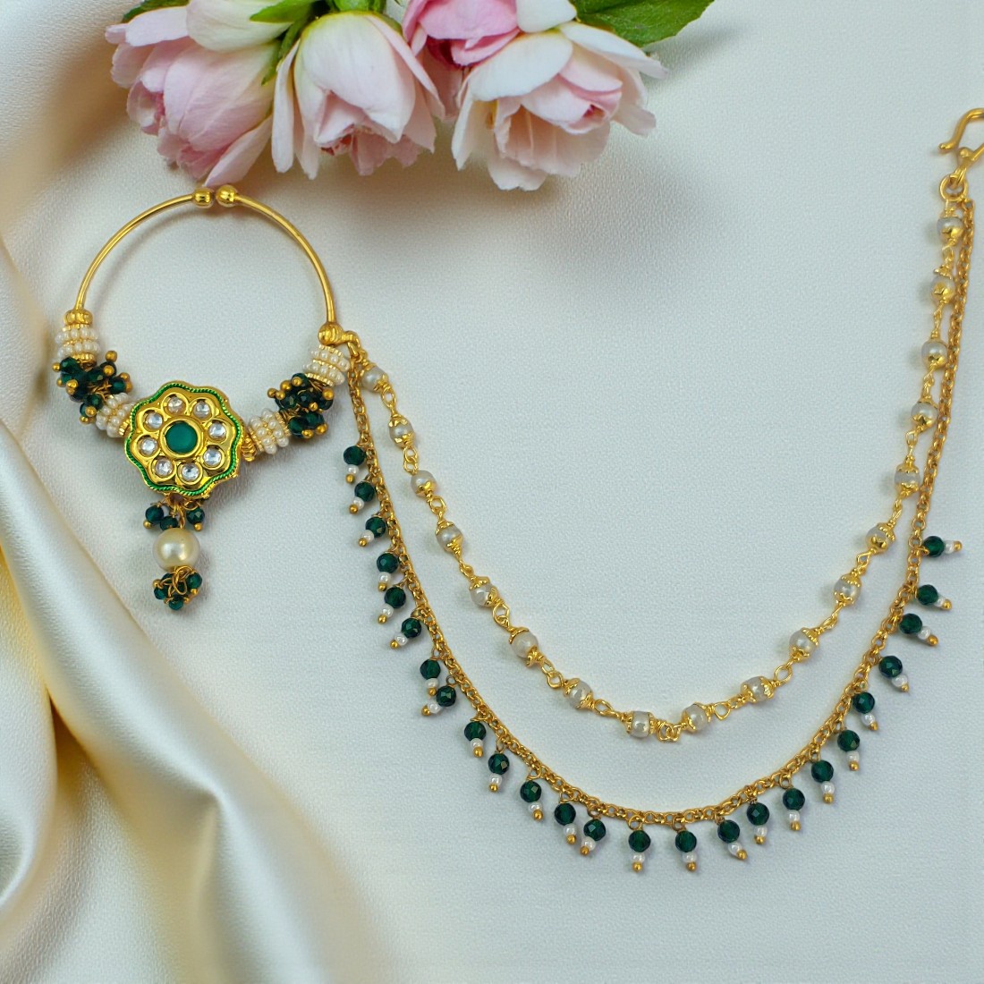 Green Bridal Nose Ring