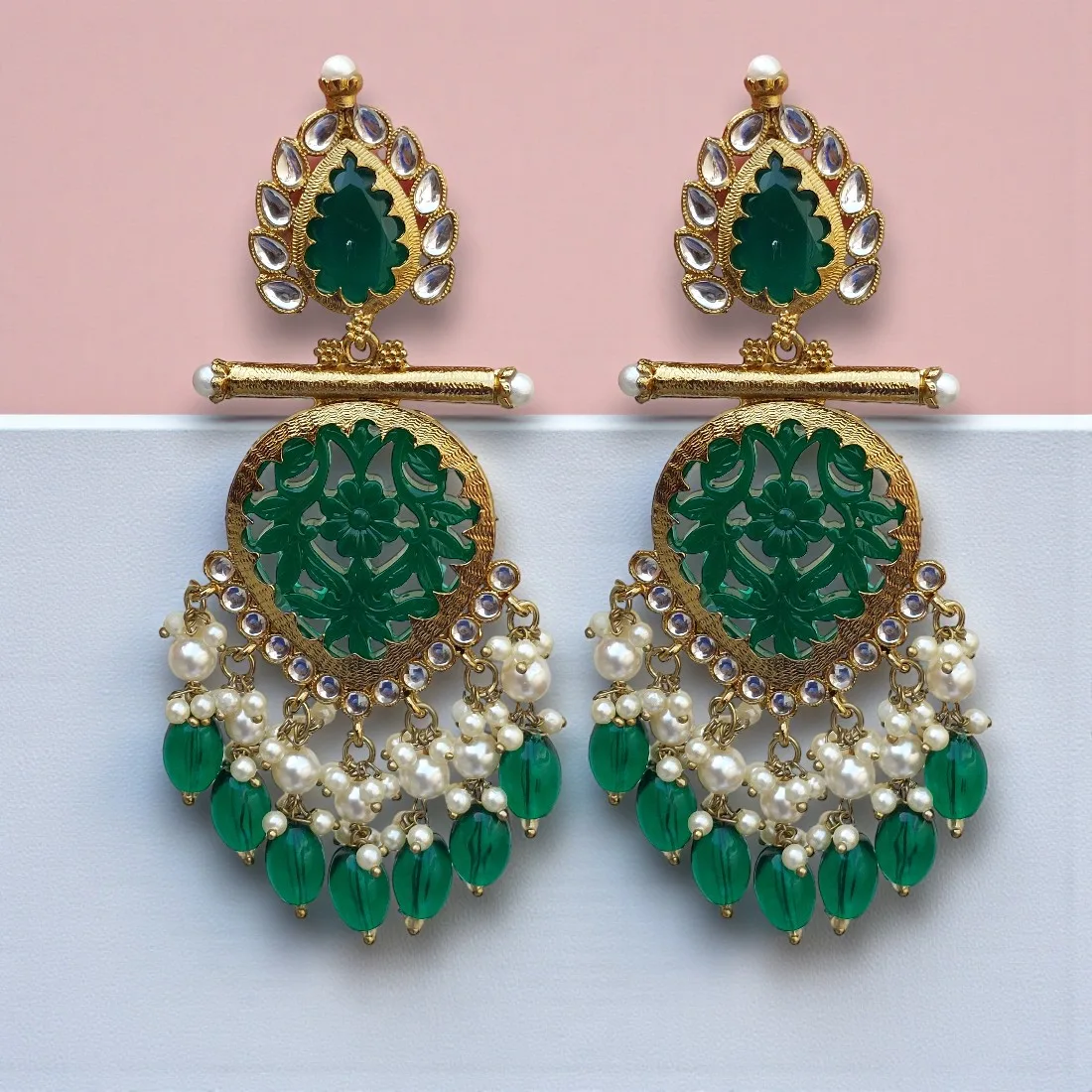 Green Earrings for Lehenga