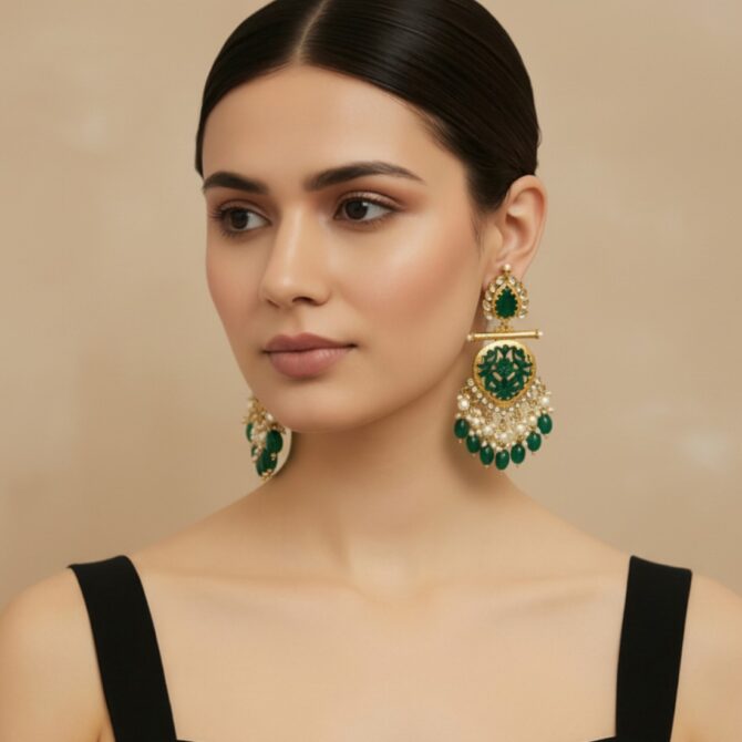 Green Earrings for Lehenga Green Earrings for Lehenga