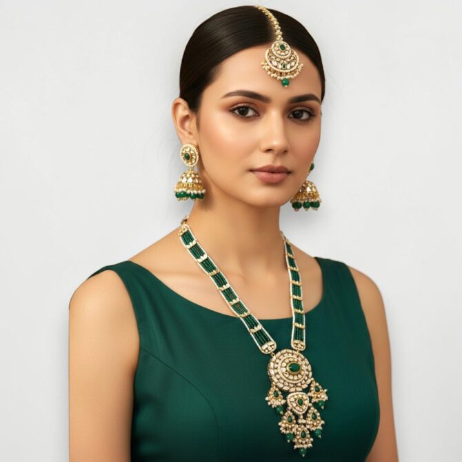 Rani Long Jewellery Set – Green-02 Rani Long Jewellery Set - Green