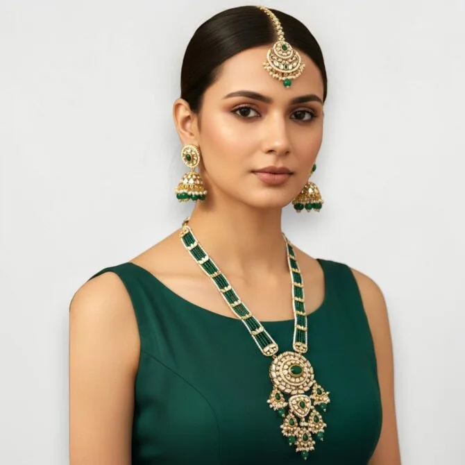 Rani Long Jewellery Set – Green-02 Rani Long Jewellery Set - Green