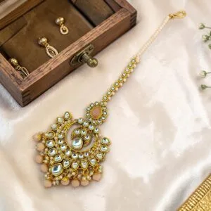 Peach Color Maang tikka for Bride