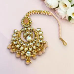 Peach Color Maang tikka for Bride