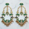 Green Meenakari Chandbali Earrings
