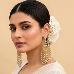 Meher Kundan Pearl Dangling Earrings