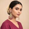 Pink Meher Kundan Chandbali Earrings