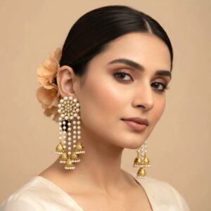 Yasmin Long Kundan Earrings